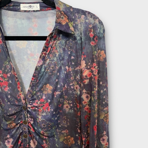 Natural Life Carina Mesh Floral Boho Top - Picture 3 of 10